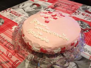 Gâteau à la fraise avec nappage au mascarpone cote