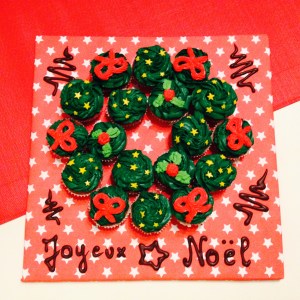 Cupcakes couronne de Noël